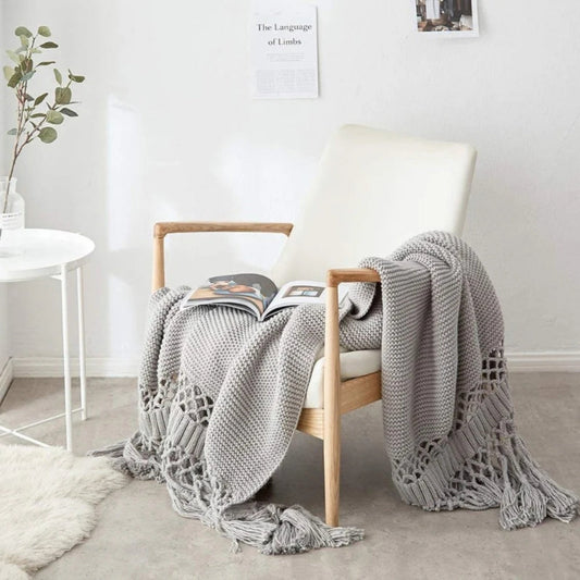 Solène – Plaid en maille texturée et bohème