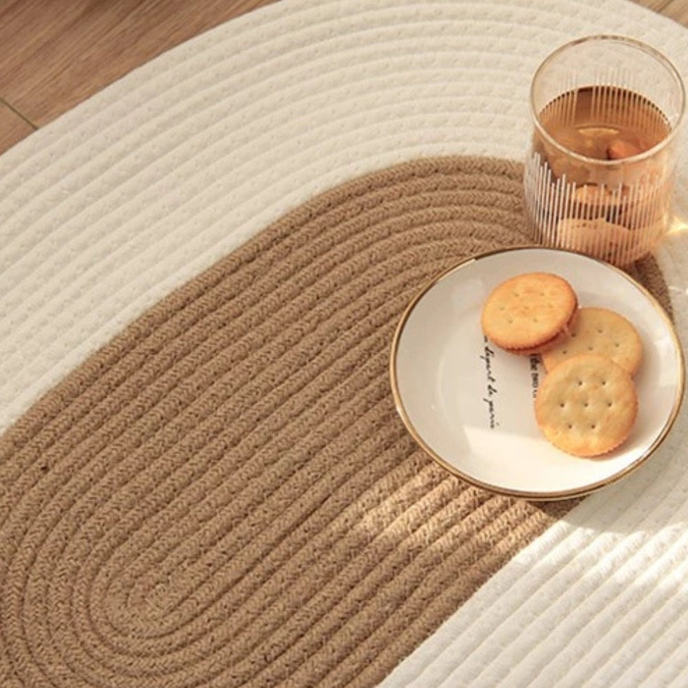 Solène – Tapis ovale en chanvre tressé naturel et artisanal