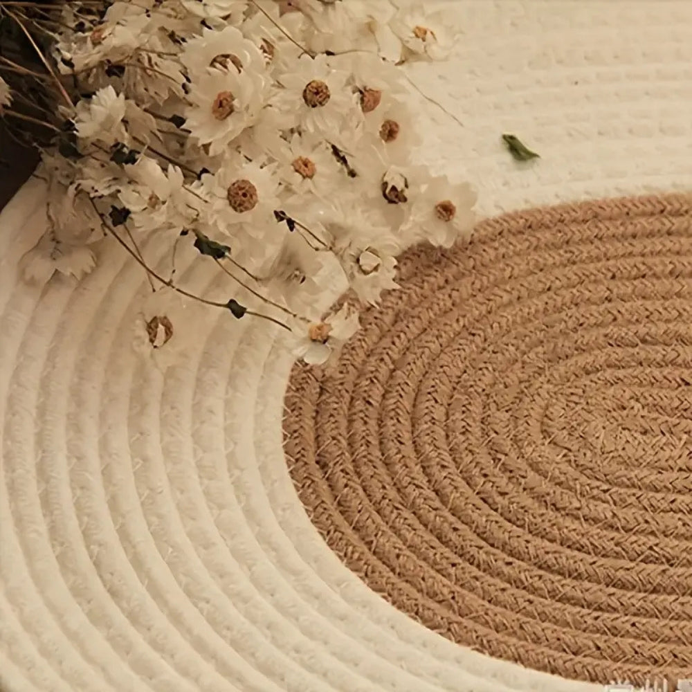 Solène – Tapis ovale en chanvre tressé naturel et artisanal