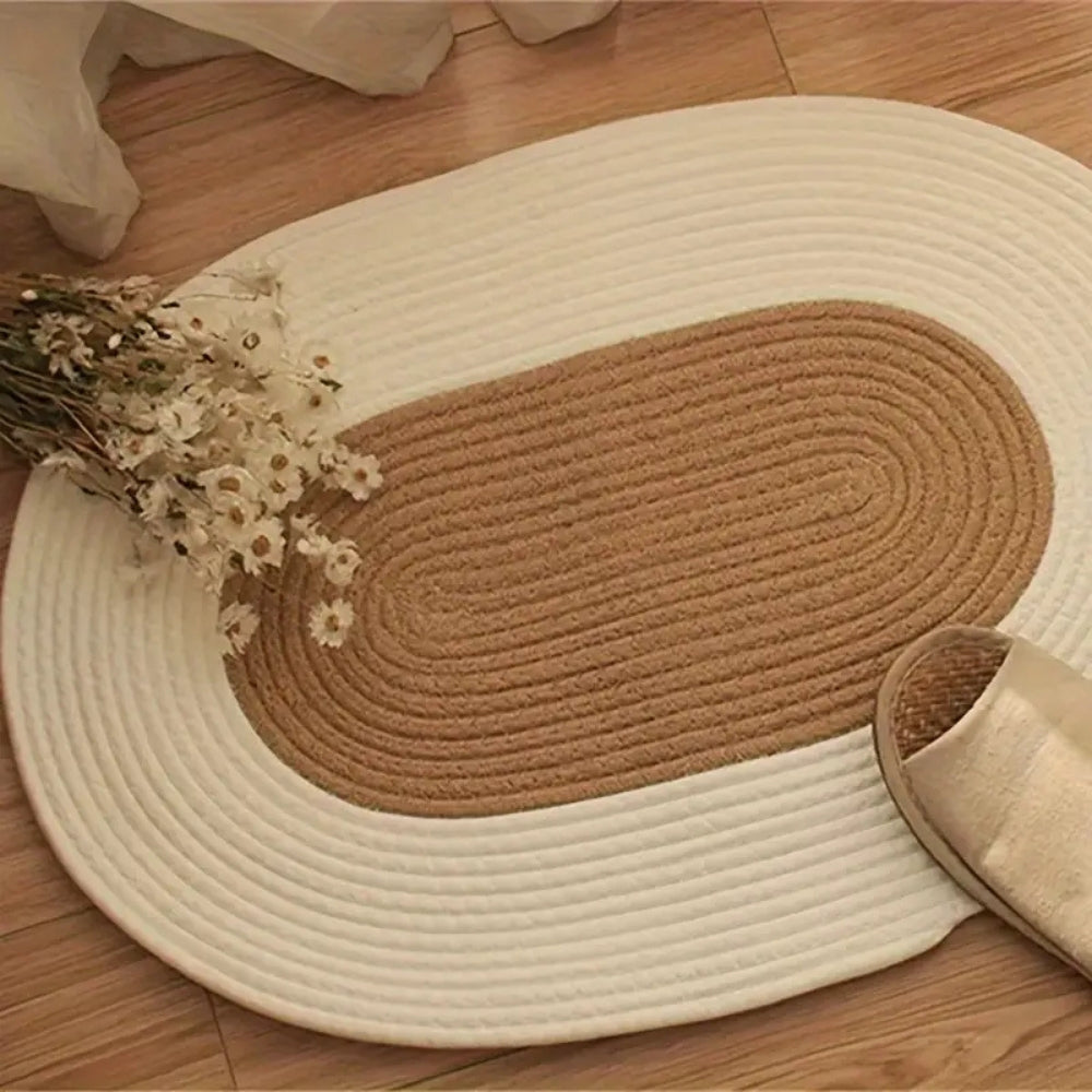 Solène – Tapis ovale en chanvre tressé naturel et artisanal