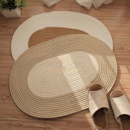 Solène – Tapis ovale en chanvre tressé naturel et artisanal