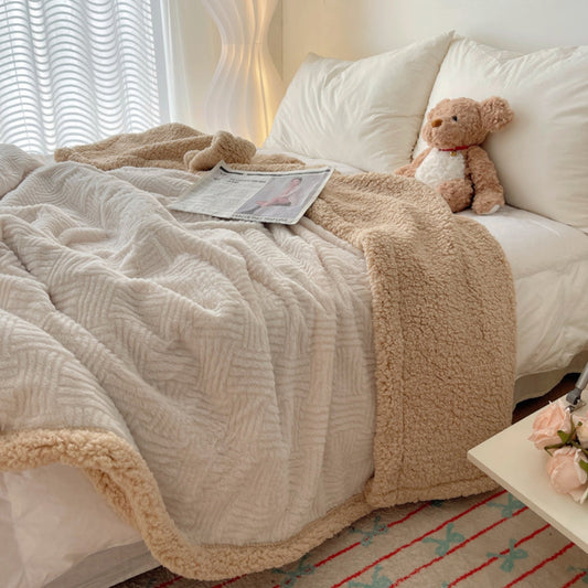 Lunara – Plaid texturé en fausse fourrure ultra-douce et chaleureuse